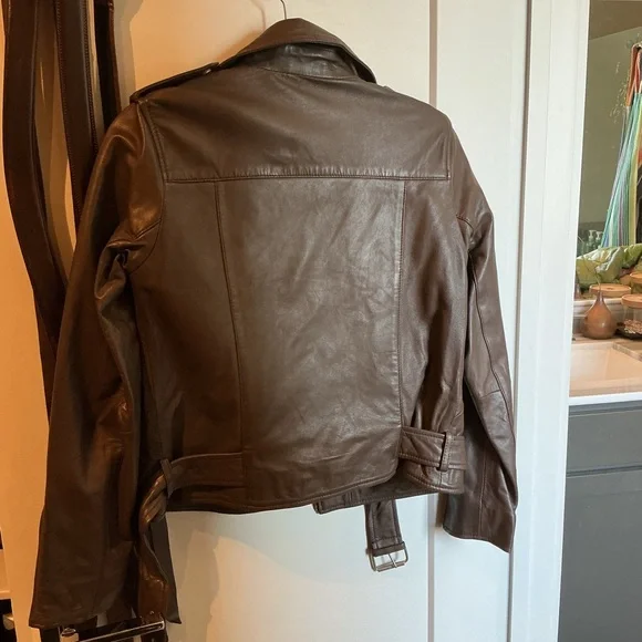 Quince Dark Brown Leather Moto Jacket - Picture 2 of 2